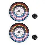 2St Pride Regenbogen Pin, LGBTQ Pride Accessoires Geschenke, You Are Safe with me Pin Metall-Broschen für Pride Day Parade Bar Aktivitäten Rucksäcke Taschen Hemden Hüte Deko