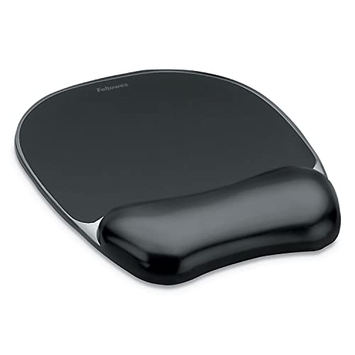 Fellowes Mauspad mit Handgelenkauflage Crystals - Mauspad mit Gelkissen - ergonomisches Mauspad - Gaming Mousepad - Handballenauflage - Farbe: schwarz