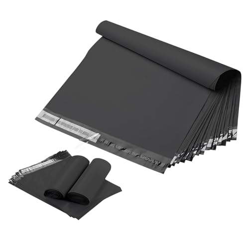 100 Stück 229 x 305 mm 9'' x 12'' Schwarz Versandbeutel Plastik Versandtaschen, Professionelle Versandtaschen aus Plastik mit blickdichtem Selbstklebeverschluss
