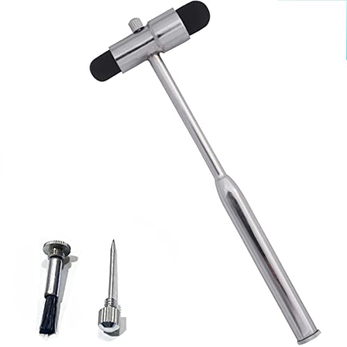 Innotech Neurologischer Reflexhammer nach Buck mit Pinsel und Nadel für Hautreflexe und Oberflächenreaktionen (Silber)