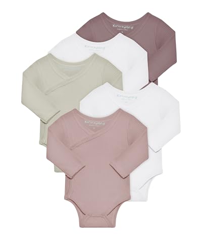 Kindsgard Rip Wickelbody 5er-Pack Langarm Rosa - Größe 62 - Baby Rip Body - Einfaches An- & Ausziehen - Zertifiziert nach OEKO-TEX Standard