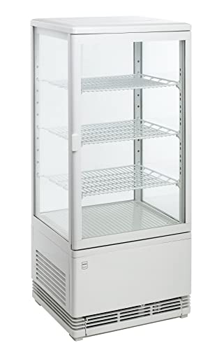 METRO Professional Kühlvitrine GGC2078, Gastro-Vitrine, weiß, 78 L, 2.4 kWh/24h Temperaturbereich 0°C - +12°C mit 3 verstellbaren Einlegeböden, LED-Oberlicht für Gastronomie, Bar, Restaurant