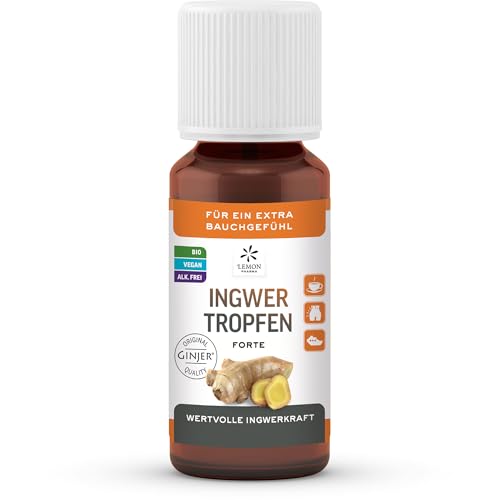 Original GINJER Ingwer Tropfen von Lemon Pharma, Bio und Vegan, 20 ml, Perfekt für Ingwer Shots und Tee