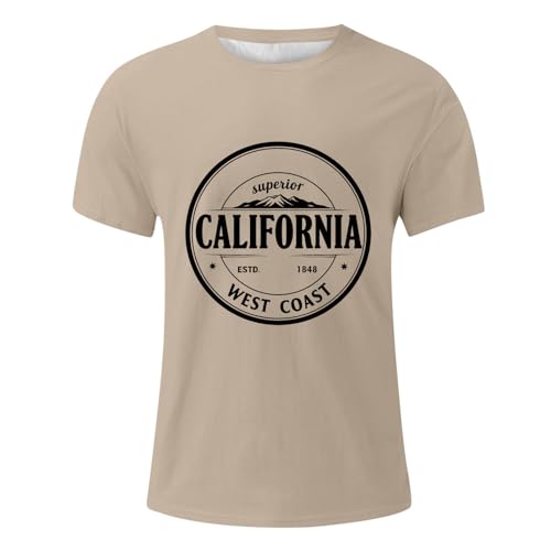 Beliebtes Herren T-Shirt für Freizeit, lässigen Stil mit Rundhalsausschnitt, ideal für Alltag Stadtbesuche (Khaki, L)