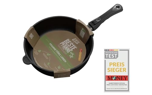 EatSmarter! Sonder-Edition "Die Pfanne fürs Leben" by AMT, Ø 28 cm, 5 cm hoch, abnehmbarer Stiel, nachhaltig und klimafreundlich, Wiederbeschichtung möglich, AMZN-ESO-528-PFL-AS