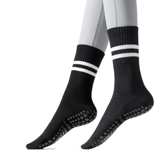 Rutschfeste Yoga-Socken mit Silikongriffen für Damen, rutschfeste Pilates-Socken, atmungsaktive Baumwoll-Trainingssocken für Yoga, Fitnessstudio, Fitness, Heimübungen (wadenmitte und alle
