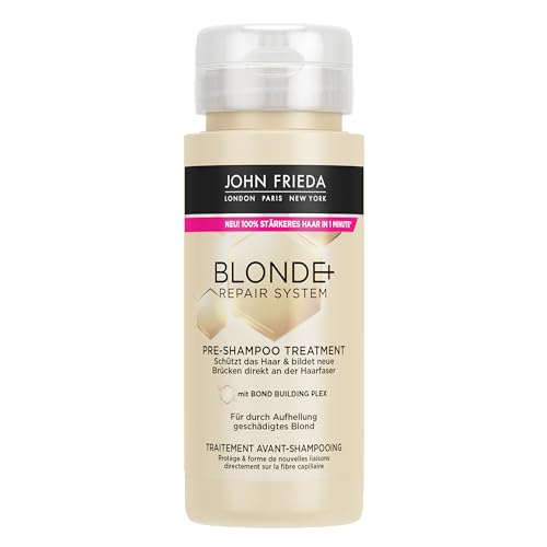John Frieda BLONDE+ Repair System Pre-Shampoo Treatment - Inhalt: 100 ml - Mit Bond Building Plex - Für durch Aufhellung geschädigtes Blond - Schützt das Haar