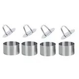 Dessertringe und Speiseringe,Kuchenringe,Speiseringe Edelstahl Kuchen Ringe Dessert Formen,Edelstahl Speisering Stamper Essen Kochen,KuchenForm Kuchen Schimmel 4 Ringe+ 4 Lebensmittel Pressen – 8 cm