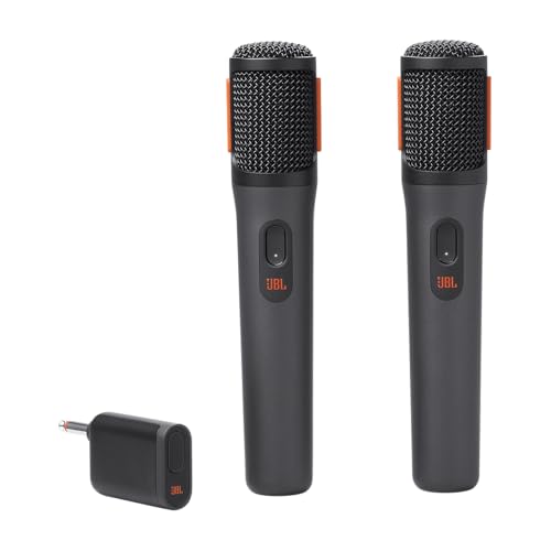 JBL PartyBox Wireless Mic – Set mit Zwei digitalen kabellosen Mikrofonen und eingebautem Popfilter – Zubehör PartyBox – Karaoke für zuhause