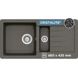 SCHOCK Küchenspüle Typos D-150S Asphalt 86x43,5 cm - CRISTALITE® Grau mit großem Becken und Abtropffläche - Einbauspüle für 60 cm Unterschrank - Pflegeleicht und robust durch Quarzkomposit