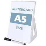 A5 Mini Desktop Dry Erase Board Whiteboard (21cm*15cm) Desktop Whiteboard with Stand, Small Dry Erase White Board Standable, Mini Dry Erase Whiteboard Easel for Desk with Marker