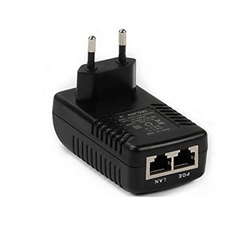 wegapad PoE Injektor 48V 0,5A RJ45 Netzteil Ethernet Adapter EU Wandstecker für Telefon, Kamera und vieles mehr, Power Over Ethernet Injector, schwarz, 24W, 802.3Af, POE Power Supply