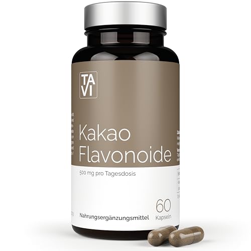 Kakao Flavonoide I 60 Kapseln I hochdosiert I 500 mg pro Tag I mit Kakaoflavanolen (Catechine) I in Deutschland hergestellt & laborgeprüft