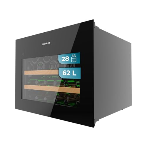 Cecotec Einbau-Weinkühlschrank 28 Flaschen Bolero Grandsommelier Bi 28000 Touch Black Kompressor. Mit schwarzem Glas-Finish und leisem Betrieb