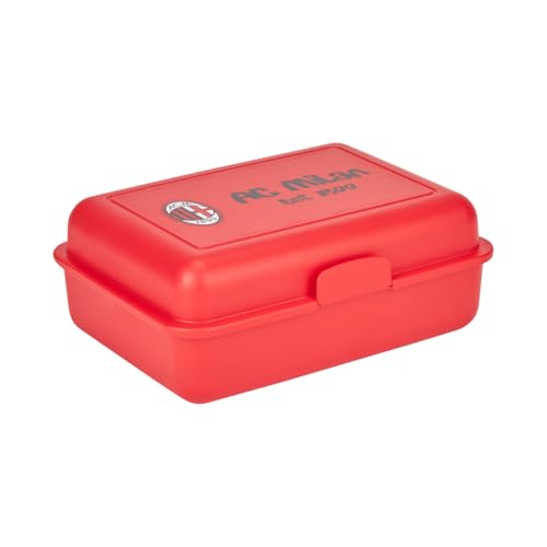 AC Milan SNABOX Lunchbox mit 2 Innenfächern, organischer Kunststoff, offizielles Produkt, Rot