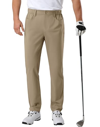 Pioneer Camp Herren Golfhose Stretch Atmungsaktiv Lang Golf Pants mit Elastischer Bund und 3 Funktionelle Taschen Khaki Größe:34