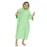 Undercover Kinder-Poncho aus 100 % Baumwoll-Frottee, mit Kapuze, Strandtuch, schnelltrocknend, Kaftan, apfelgrün, 4-7 Jahre Kind