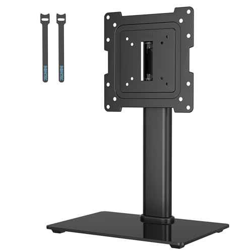 BONTEC TV Standfuss Monitor Standfuss für 17-43 Zoll LCD LED OLED Plasma Flach & Curved Fernseher & Monitor bis zu 45 kg mit 50 Grad Drehgelenk, 3 Stufig Höhenverstellbar, Max VESA 200x200