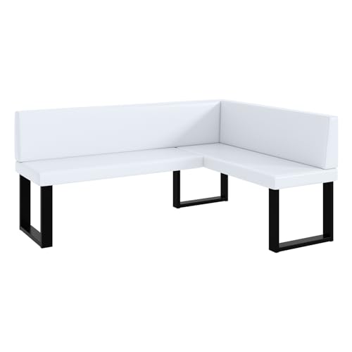 MEBLINI Eckbank für Esszimmer - Küchenbank - Essecke - Sitzecke Küche - Toni - U-Beine 128x168x87cm Rechts - Weiß Kunstleder