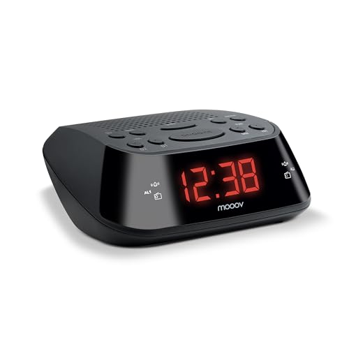 Metronic 477003 Uhrenradio - Radiowecker Schlummerfunktion - Sleeptimer Roter Zeitanzeige - Schwarz