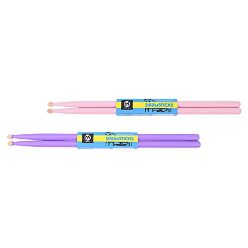 MILISTEN 2 Pairs Holz Drumsticks Ahorn Holz Spitze Drumsticks Professionelle Natürliche Schlägel Musical Hammer für Kinder Erwachsene Schlagzeuger Anfänger 5A Rosa Lila