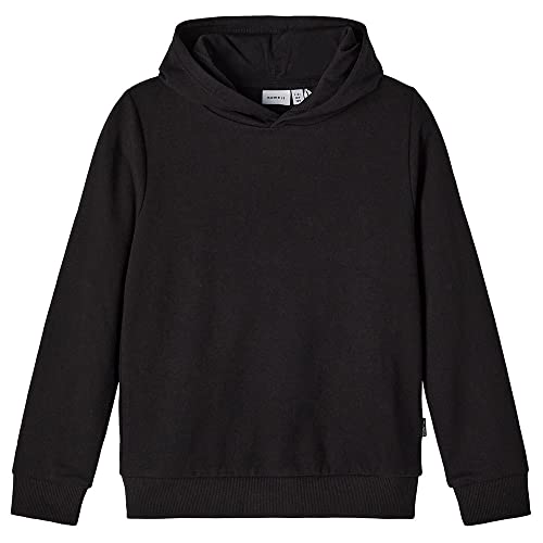 NAME IT Mädchen NKMLENO LS Sweat WH BRU NOOS Kapuzenpullover, Black, 158-164