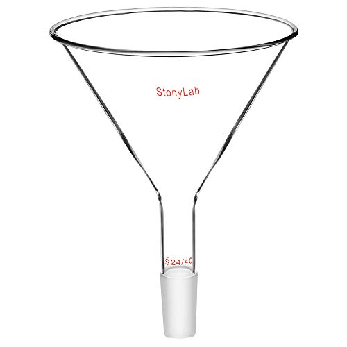 StonyLab Pulvertrichter aus Glas mit Kurzem Stiel und 150 mm Spitze O.D. und 24/40 Inner Joint Glass Funnel Filtertrichter Glastrichter