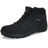 IceUnicorn Barfußschuhe Winter Barfuss Schuhe Damen Herren Breiter Zehenbox Traillaufschuhe Fitnessschuhe Minimalistische(Leder Schwarz,40EU)