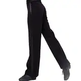 ZYMOZYM Männer Schwarze Seitenband Straight Bottom Latin Ballroom Tango Tanzhose