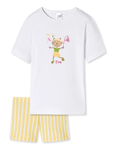 Schiesser Mädchen Schlafanzug Set Pyjama Kurz - 100% Organic Bio Baumwolle - Größe 92 Bis 140 Pyjamaset, Weiß Bedruckt_178919, 98