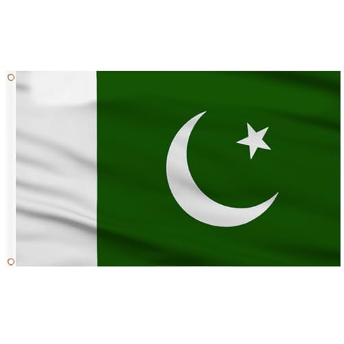 AhfuLife Pakistan Flagge 90 x 150 cm, 1 Stück Pakistanische Fahne Leuchtenden Farben mit Messing-Ösen, Pakistan Fahne für 2024 Pakistan Tag Olympische Nationaltag Haus Garten Party Bar Deko