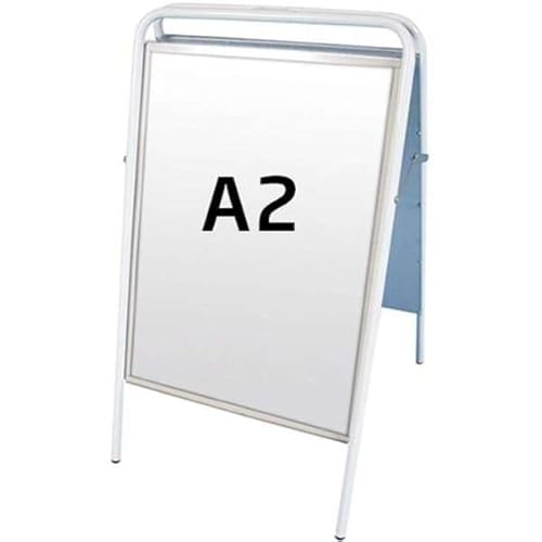 DisplayLager Expo Sign Kundenstopper – A2 – weiß, Stahl, Kundenstopper, APET, Magnetverschluss, Alu-Zink, wetterbeständigem PET Stayflat Film
