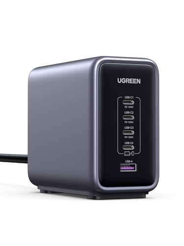 UGREEN USB C Ladegerät, Nexode 300W Charger PD 3.1 GaN Netzteil 5 Ports PPS kompatibel mit MacBook Pro 2021 16", MacBook Air, Surface Book, iPhone 16 Pro Max, 16 Pro