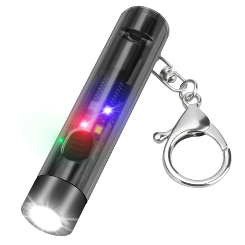 NGOKPYD S1 Mini Taschenlampe Schlüsselanhänger LED mit Pfeife,Rot Licht/Rot Blau Blitzlicht,EDC Klein Flashlight für Einen Hund Ausführen/Camping/Wandern