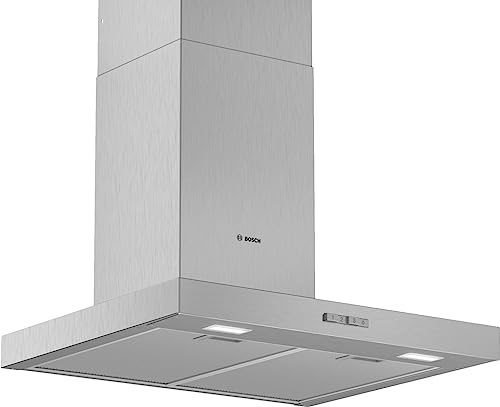 Bosch DWB66BC50 Serie 2 Wandesse, 60 cm breit, Um- & Abluft, Made in Germany, LED-Beleuchtung gleichmäßige Ausleuchtung, Drucktastenschalter, 3 Leistungsstufen, Metallfettfilter spülmaschinengeeignet