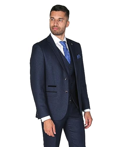 Maßgeschneiderte Anzüge mit Karomuster für Jungen, Vater und Sohn, passendes strukturiertes 3-teiliges Hochzeitsoutfit in Marineblau, Alter 14 Jahre
