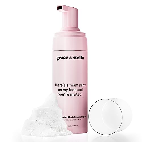 grace & stella - Reinigungsschaum Gesicht, Sensitive Haut Gesichtsreinigung und Abschmink Waschgel, Feuchtigkeitsspendender Gesichtsreinigungsschaum, Cleansing Foam für Trockene Haut, Vegan [60 ml]