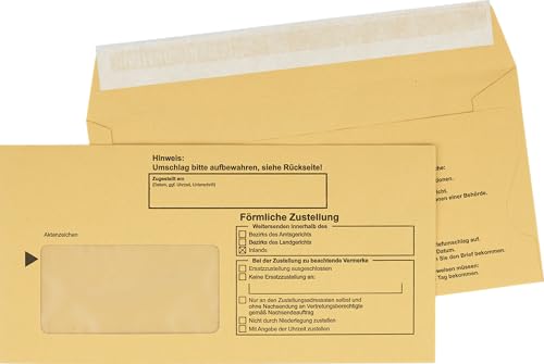 Innere Postzustellungs-hülle mit Einsteckschlitz für förmliche Zustellungen/DL mit Haftstreifen/Recycling gelb / 1.000 Stück