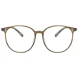KAEOISFU Retro-Stil Übergroße Runde Lesebrille Herren Damen, Vintage Blaulichtfilter Computerlesegerät, Großem Rahmen Oval Blendfreie UV Presbyopie Brille
