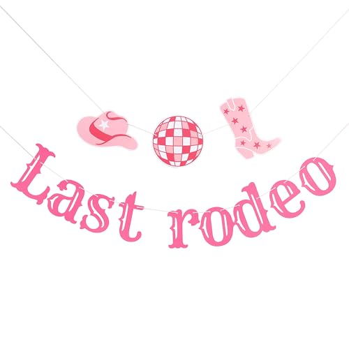 Last Rodeo Banner – Cowgirl-Bachelorette-Party-Dekorationen, letzte Disco-Cowgirl-Party-Banner, Western-Rodeo-Brautparty-Dekorationen, letzter Rodeo-Junggesellinnenabschied, Foto-Requisiten