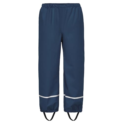 BSBUY Leichte Regenhose Kinder Matschhose Regenlatzhose Ohne Träger mit Reflektorstreifen Regenbundhose Mädchen Wasserdicht Winddicht Atmungsaktiv Rain Pants Unisex Jungen Matschanzug (Marineblau,128)
