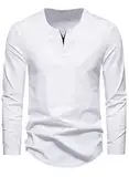 Meilicloth Langarmshirt Herren T Shirt Langarm V Ausschnitt Shirt Herren Oberteile Baumwolle Longsleeve Basic Sweatshirt Freizeit Pullover Soft Herbst Winter Mode A Weiß L