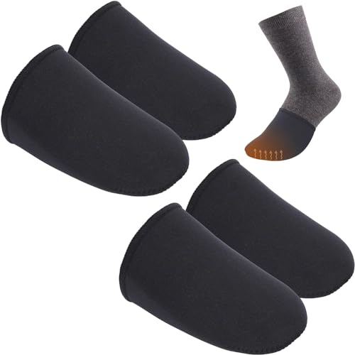 KATELUO Zehenwärmer 2 Paare Neopren Zehenschutz, Neopren Zehenwärmer, Toe Warmers, Unisex Fußwärmer, Neoprensocken, Schwarz Sohlenwärmer für Radfahren, Laufen, Wandern, Skifahren (L)