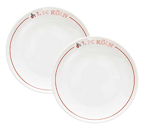 1. FC Köln Teller - Schriftzug Piktogramme - 2er Set Sammelteller - Plus Lesezeichen I Love Köln