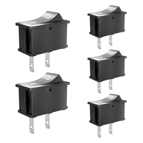 SCOOYUCK 5 Stücke Wippschalter, SPST 15mm x 21mm 2 Polig ON/OFF 12V 24V 125V 250V Kippschalter, für Auto Boot Haushaltsgeräte
