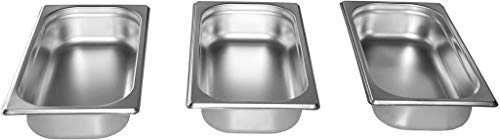 Gastro-Bedarf-Gutheil 3 x Gastronormbehälter GN Behälter 1/3 65 mm tief stapelbar Edelstahl geeignet für Chafing Dish, Bain Marie, Saladette