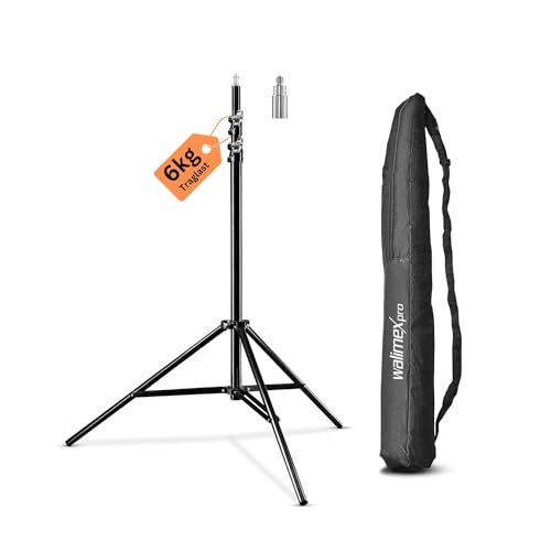 Walimex pro Lichtstativ WT-806 mit Federdämpfung I Höhe max. 256cm, sehr stabiles Lampenstativ belastbar bis 6kg, Beleuchtungsstativ für Ringlicht, Reflektor, Blitz & Video, inkl 3/8" Adapter & Tasche