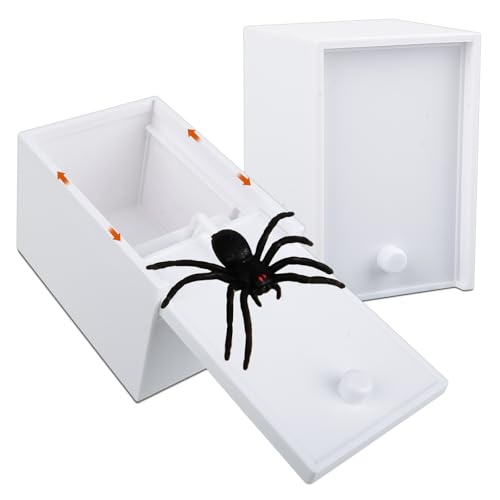 2 Stück Spider Prank Box, Spider Box Prank, Spinne in der Box, Scherzartikel für Halloween Streich, Streich Spinne Angst Box Überraschungs Streichschachtel für Kinder Erwachsene Party Favors (B)