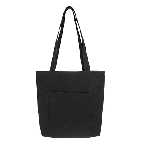 Tote Bag Damen, Schwarz Handtasche Damen Geräumige Tragetasche mit Reißverschluss Stylische Shopper Tasche mit Innentasche Einkaufstasche Groß Stoffbeutel für Einkaufen Arbeit Büro Reisen Alltag