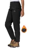 YSENTO Damen Softshellhose Winter Wanderhose Skihose wasserdichte Warm Gefüttert Thermohose Outdoorhose Trekkinghose(Schwarz,XL)